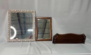 lot 58 image: Two Mirrors & a Wooden Plate Display Shelf