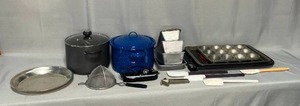 lot 66 image: 2 Large Covered Pots, Cupcake Baking Pan, Utensils, Loaf Pans, Electric Griddle & More