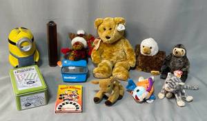 lot 74 image: Minon Bank, Lot of Stuffed Animals Inc Ty Beanie Babies, Kaleidescope, View Master & Dominos