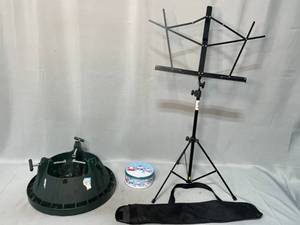 lot 76 image: Music Stand, Christmas Tree Stand & Holiday Tin