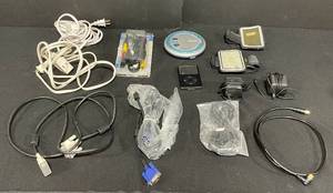 lot 83 image: iPod, CD Player and Various AUX and HDMI Cords, 2 Running Arm Bands w Electronic Sleeve and White Extension Cord