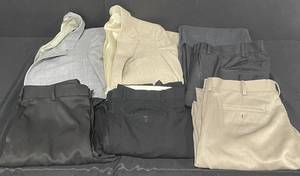 lot 109 image: Mens Suit Jackets (2) Sz 42, Botany 500 and Levi Branded and Mens Dress Pants - Various of ColorsFabrics. Sz 36