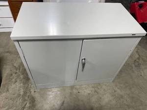 lot 157 image: Locked wout Key Off White Storage Cabinet