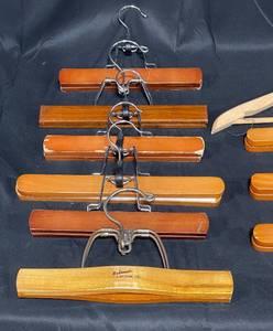 lot 206 image: Lot of Wooden Pant Hangers and Shirt Hanger