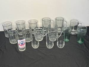 lot 82 image: Large Variety of Glassware Including Glass Beer Mugs and Vintage Coca Cola Glasses