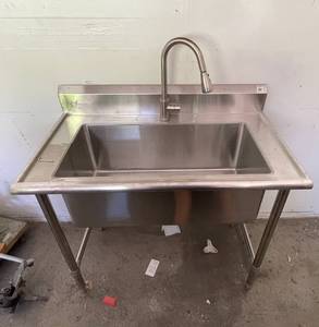 lot 80 image: Trinity Stainless Steel Utility Sink with Faucet