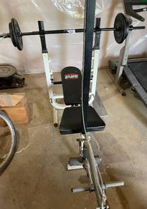 lot 160 image: Body By Jake Weight Bench with Barbell and Weights