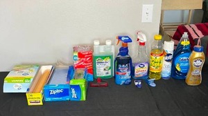 lot 105 image: Lot of Partially Used Cleaning Products & Storage Bags