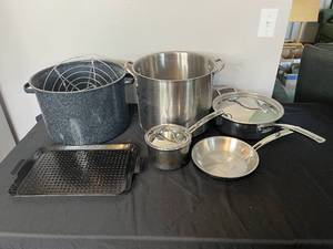 lot 112 image: Lot of Pots & Pans (One Kirkland Signature)