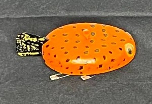 lot 120 image: Orange & Black Spotted 3.5 Signed Jim Moening Fish Decoy