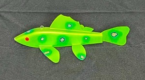 lot 126 image: Handcrafted Green Fishing Decoy 8 Signed Chris Beighlan 2007