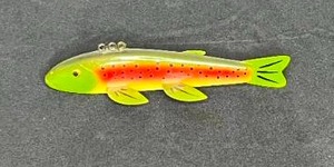 lot 131 image: Hand-Painted 8 Rainbow Trout Fishing Decoy Signed I.S.G.