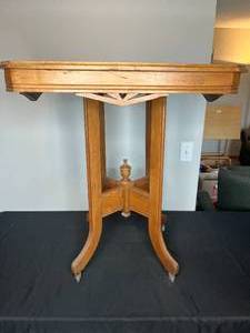 lot 139 image: Antique Wooden Side Table with Casters