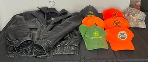 lot 230 image: Lot of Assorted Hats and Leather Jacket