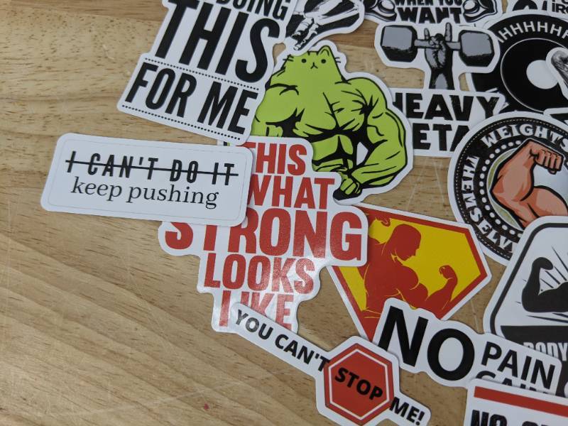 lot 70C image: 50 Motivational Workout Stickers Squat Running Gym Lifting Muscle Arnold N