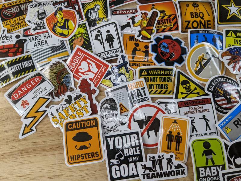 lot 31A image: 150 Brand New Stickers Hard Hat Welder Army Hilarious USA Union Electrician Labor Safety Funny N