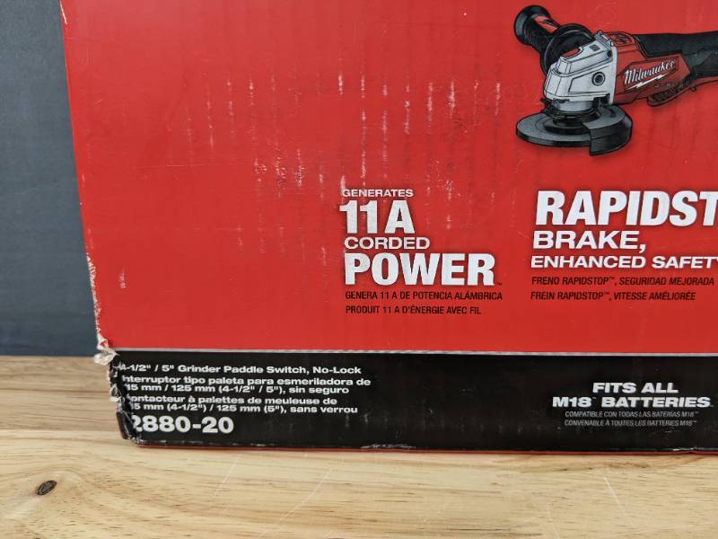 lot 30B image: Brand New Milwaukee M18 FUEL 18V Lithium-Ion Brushless Cordless 4-12 in.5 in. Grinder wPaddle Switch $199 Retail O
