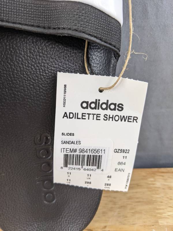 lot 77A image: Brand New Adidas Adilette Shower Cloudfoam Slides Mens Size 11 L
