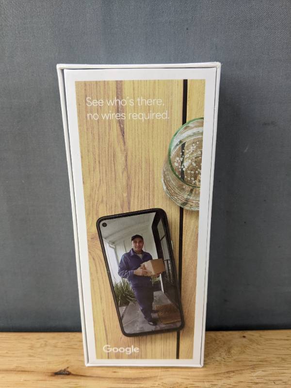 lot 10A image: Brand New Google Nest Doorbell (Battery) - Wireless Video Doorbell Security Camera Ash Color $142 Retail Y