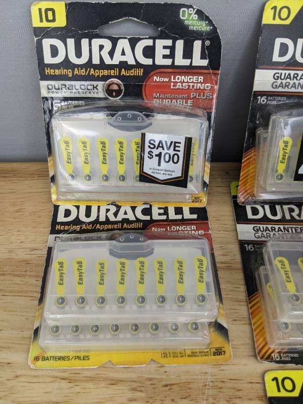 lot 80A image: Brand New (7) Duracell EasyTab 10 Hearing Aid Batteries, Size 10 Y