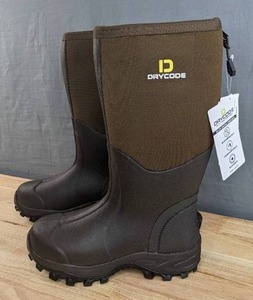 lot 32 image: Brand New DRYCODE Unisex Waterproof Rubber Outdoor Work Boots Size Mens 7Womens 8 Brown L