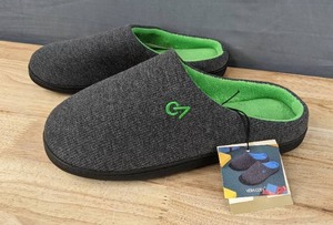 lot 74 image: Brand New VeraCosy Two-Tone Memory Foam House Slippers Mens Size GreyGreen 10.5 L