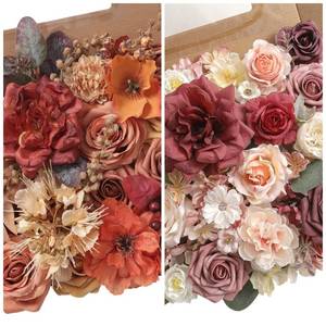 lot 112 image: Lot of 2 Brand New Artificial Flower Combo Boxes in Burnt Orange and Burgundy Pink for DIY Bouquets B