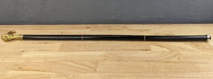 lot 66D image: Black Walking StickCane with Lion Handle B