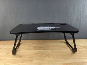 lot 108 image: New Black Laptop Table with USB Ports and Foldable Legs B