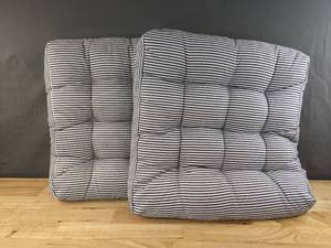lot 111B image: New Set of 2 Blue Stripe Chair Cushions 21 x 21 Square B