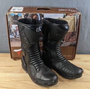 lot 51B image: Profirst Motorbike Leather Boots Mens Size 10 Black Waterproof L