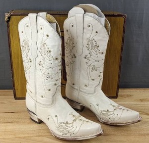 lot 14F image: Brand New Soto Cowgirl Boots Womens Size 9 White $149.95 Retail L