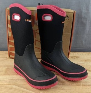 lot 72B image: Brand New HISEA Mid Calf Rubber Rain Boots Womens Size 5 Black $65 Retail L