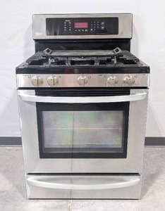 lot 6C image: LG 30 Inch Freestanding Gas Range with 5 Sealed Burners, 5.4 cu. ft. True Convection Oven, 17,000 BTU Superboil Burner, Storage Drawer and EasyClean Self-Cleaning G