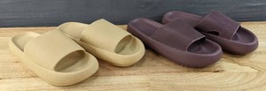 lot 87G image: (2) Brand New Cloud Slipper Slides Mens 9-9.5Womens 10-11 Wine RedKhaki L