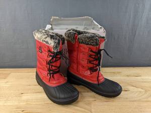lot 66G image: New Dream Pairs Womens Size 10 Winter Boots Red with Fur Trim L