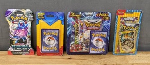 lot 54E image: Brand New Pokemon Trading Card Game Packs Scarlet and Violet Temporal Forces, 20 Card Promo Blister, TCG Lightning Set Blister, and Pawmot Check Lane Blister Pack I