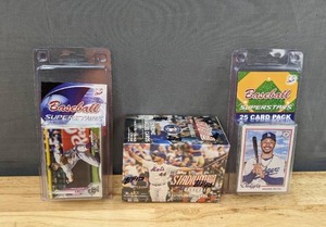 lot 36E image: Brand New MLB Baseball Trading Cards Baseball Superstars and 2022 Topps Stadium Club Baseball Blaster Box I