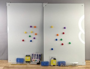 lot 89D image: 2 New Magnetic Glass Whiteboards and Accessories B