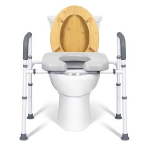 lot 98A image: Brand New Bogural Raised Toilet Seat with Handles $89.99 Retail B