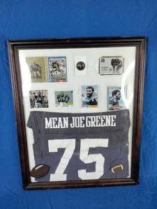 lot 53 image: Mean Joe Greene Memorabilia Wall Hanging 18x22
