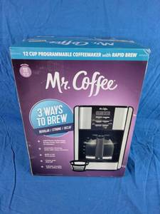 lot 94 image: New Mr. Coffee 12 Cup Coffee Maker in Stainless and Black
