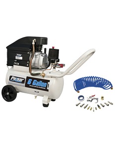 lot 1 image: New Pulsar 6-Gallon Horizontal Electric Air Compressor