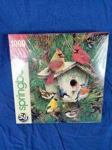 lot 155 image: New 1000 Piece Springbok Birds at a Feeder Puzzle