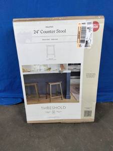 lot 105 image: Threshold Brown Wood Halifax 24 Saddle Seat Counter Stool