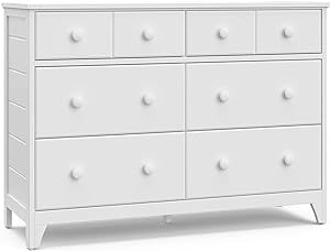lot 112 image: Delta Children (DC) White Farmhouse 6 Drawer Dresser with Interlocking Drawers