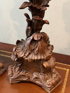 lot 17 image: Pair of Ornately Designed Tall Candle Stick Holders
