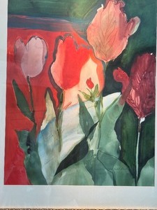 lot 18 image: Beautiful Framed Floral Watercolor Painting by Edie Abnet