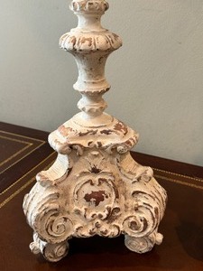 lot 19 image: Pair of Decorative Distressed Department 56 Candle Stick Holders