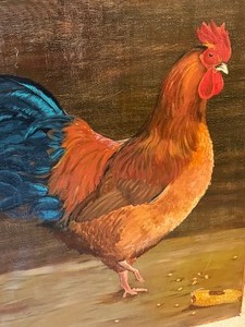 lot 1A image: Large and Fun Original Rooster Painting